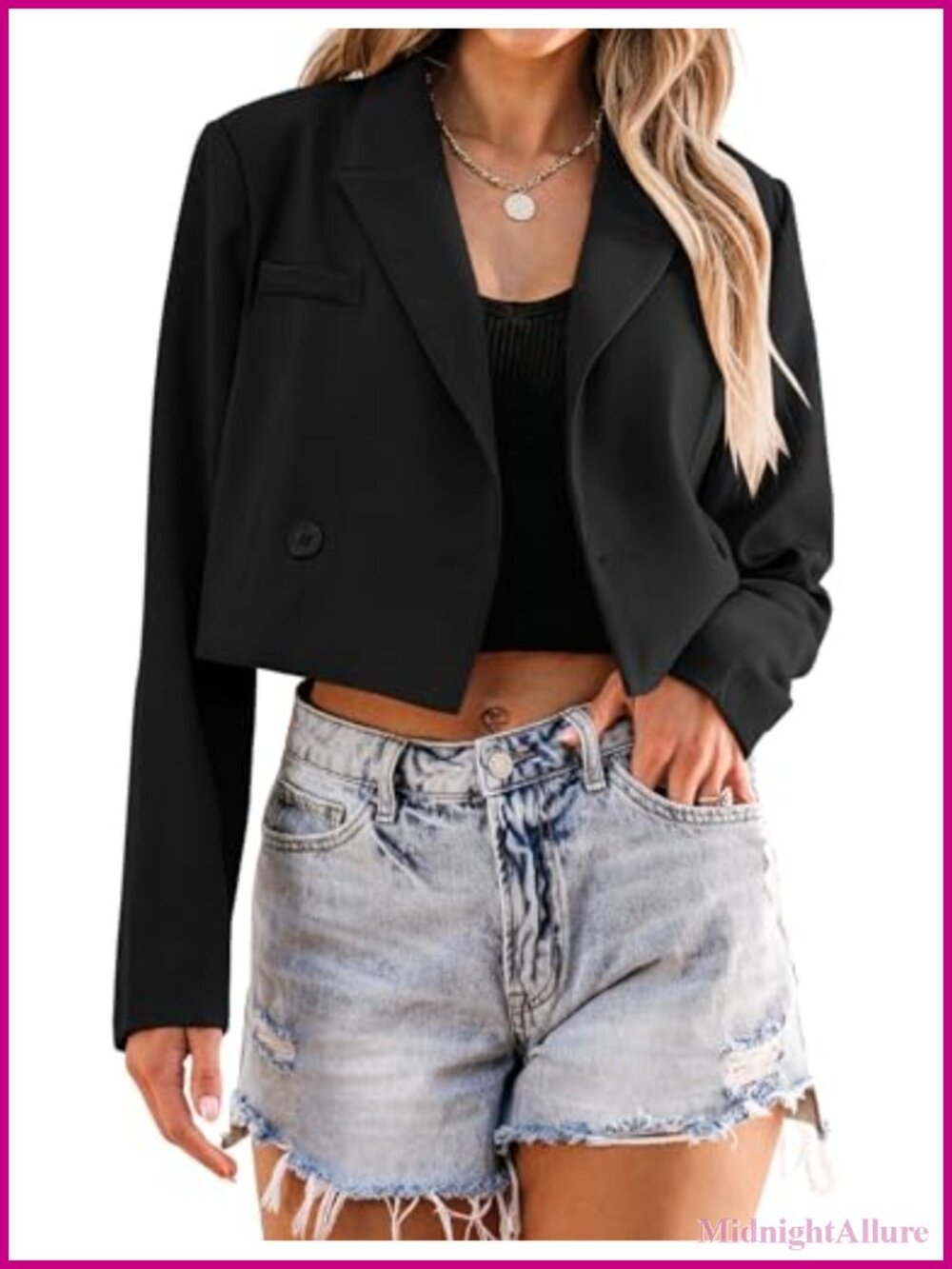 Luvamia Cropped Blazer Womens Business Casual Open Front Suit Jacket